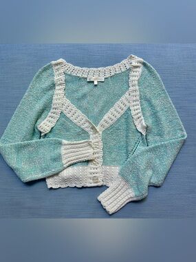 LoveShackFancy  Cotton Candy Geneve Crop Cardigan, Small